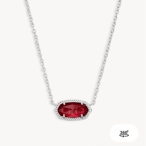 Elisa Silver Pendant Necklace in Berry Glass